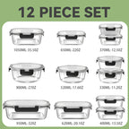 12pcs Glass Lunch Box Food Storage