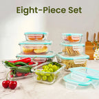 8pcs Glass Food Storage Containers Set