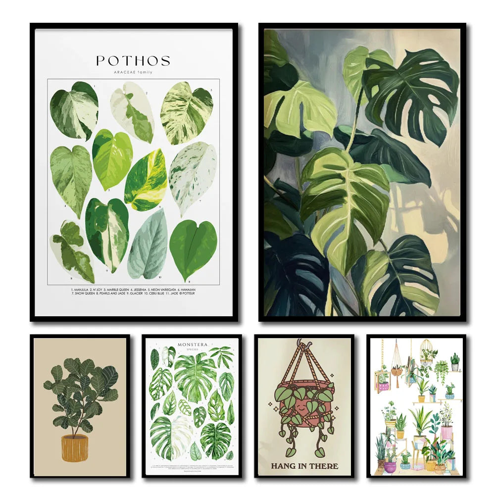 1pc Green Botanical Leaves Interior Art Print
