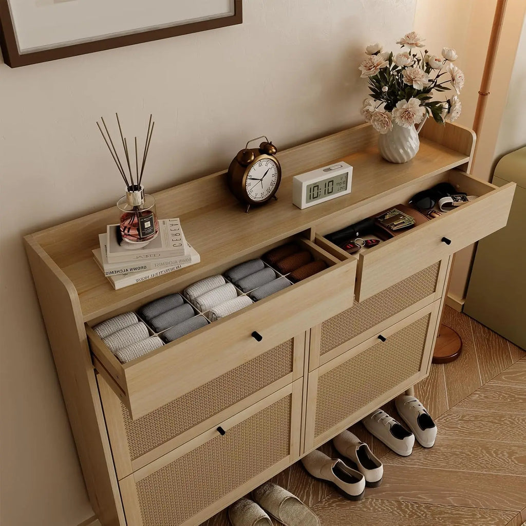 Rattan Shoe Cabinet Storage