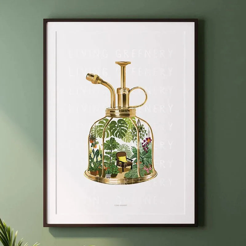 1pc Green Botanical Leaves Interior Art Print