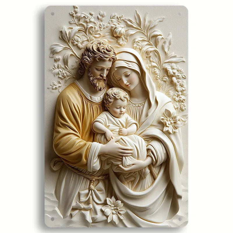 Vintage Holy Family Metal Wall Art