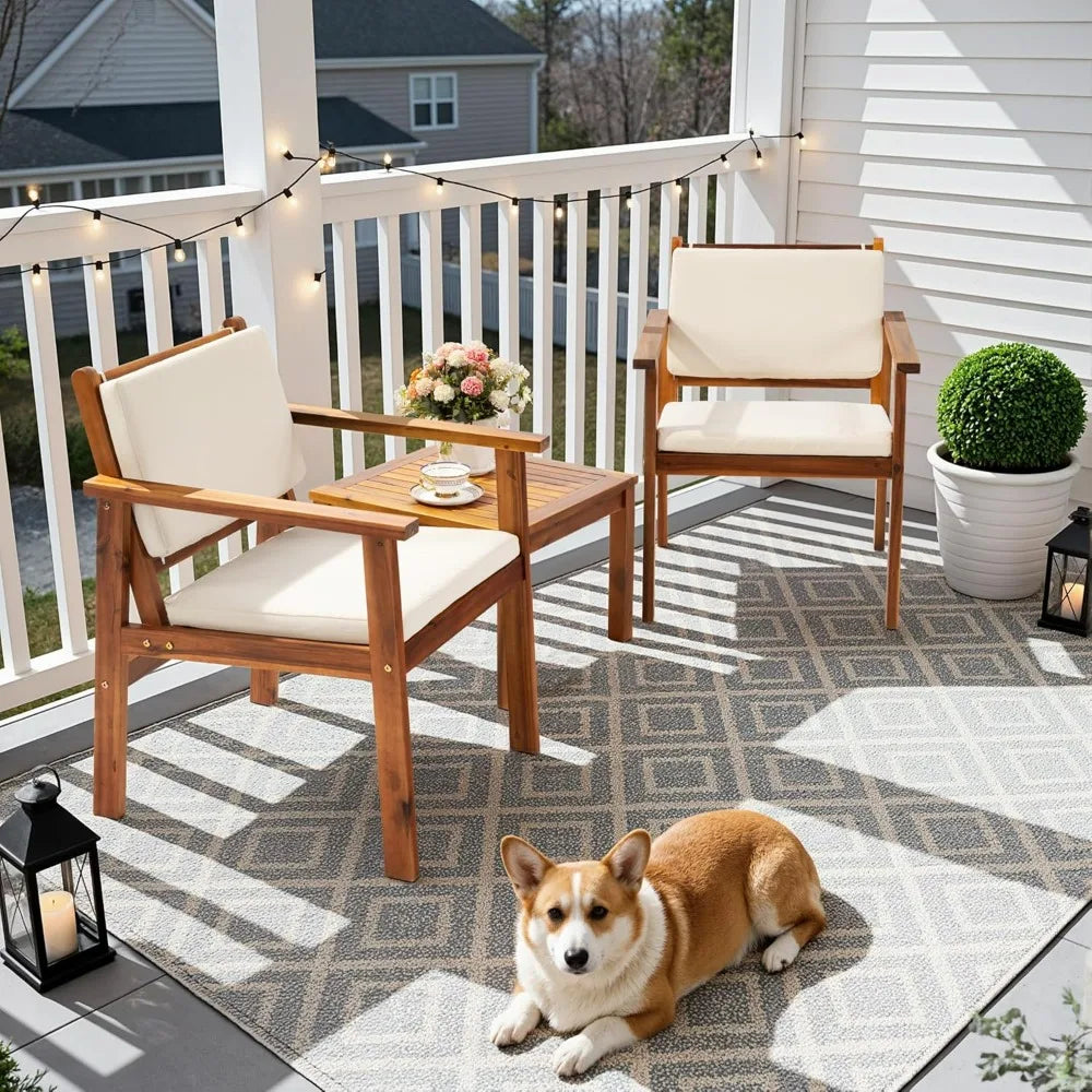 Chairs 3 Piece Acacia Wood Patio Furniture