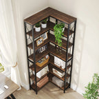 Corner Shelf, 7-Tier Industrial Corner Bookshelf