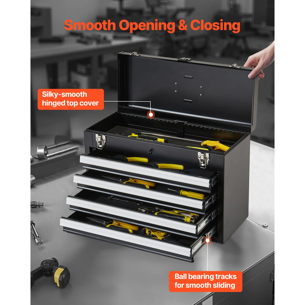 Metal Tool Box Portable 4-Drawers