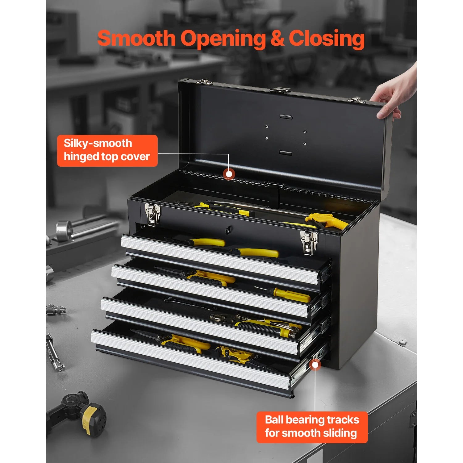 Metal Tool Box Portable 4-Drawers