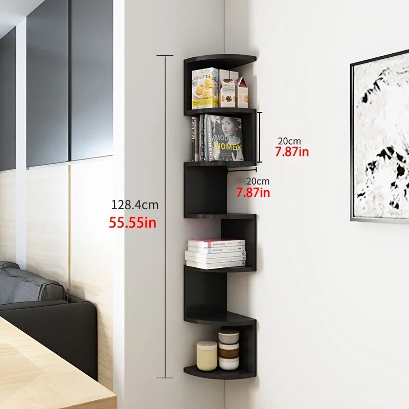 7-Tier Rustic Wall-Mounted Corner Shelf