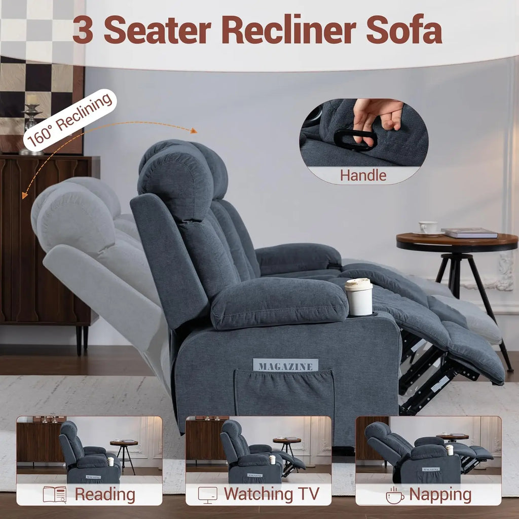 3-Seater Manual Recliner Chair