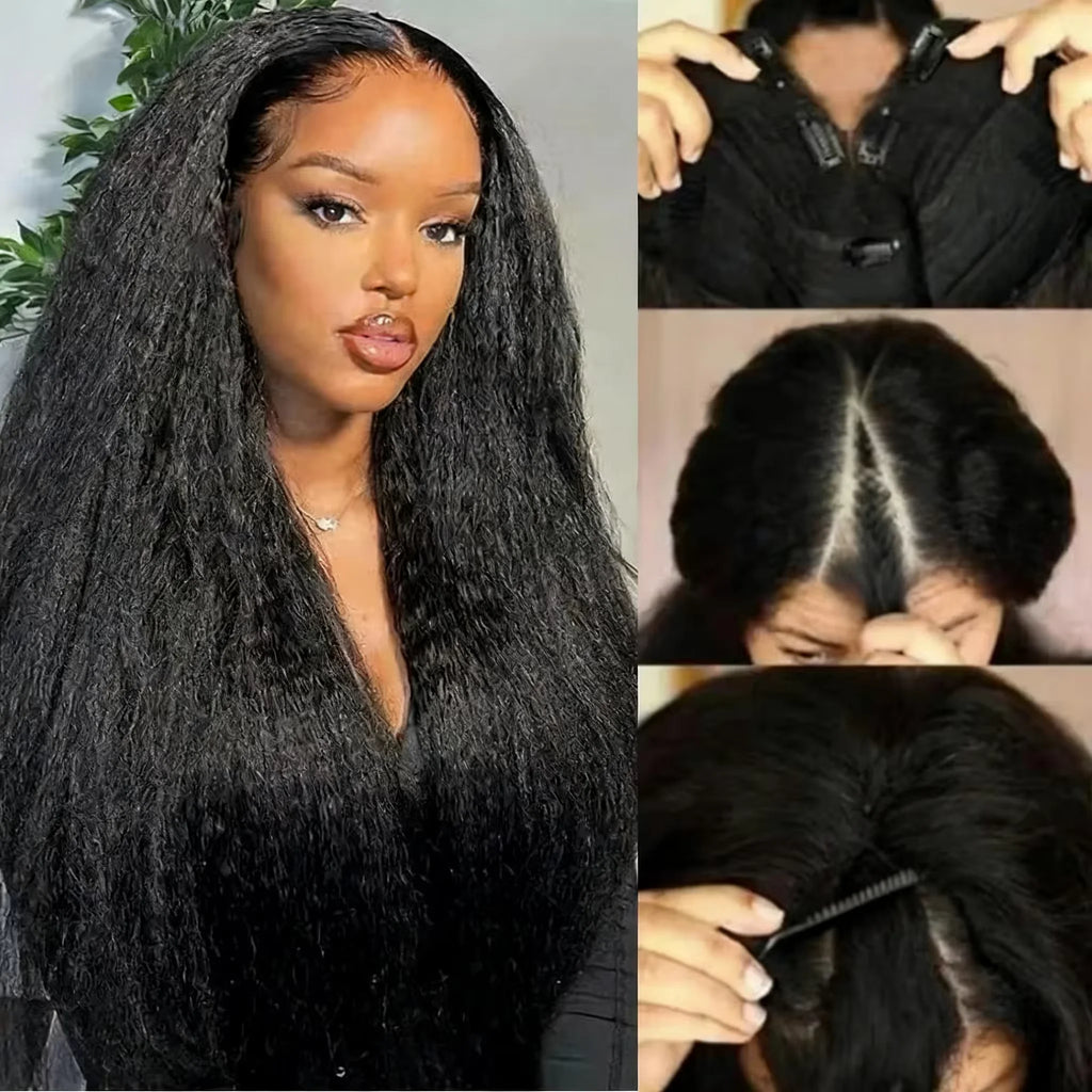 30 32 Inch Kinky Straight U Part Wigs
