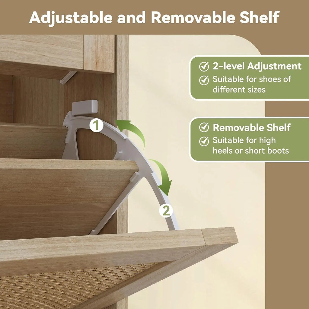 Rattan Shoe Cabinet Storage