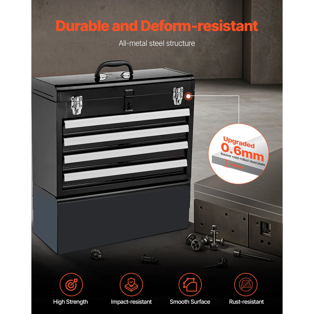 Metal Tool Box Portable 4-Drawers