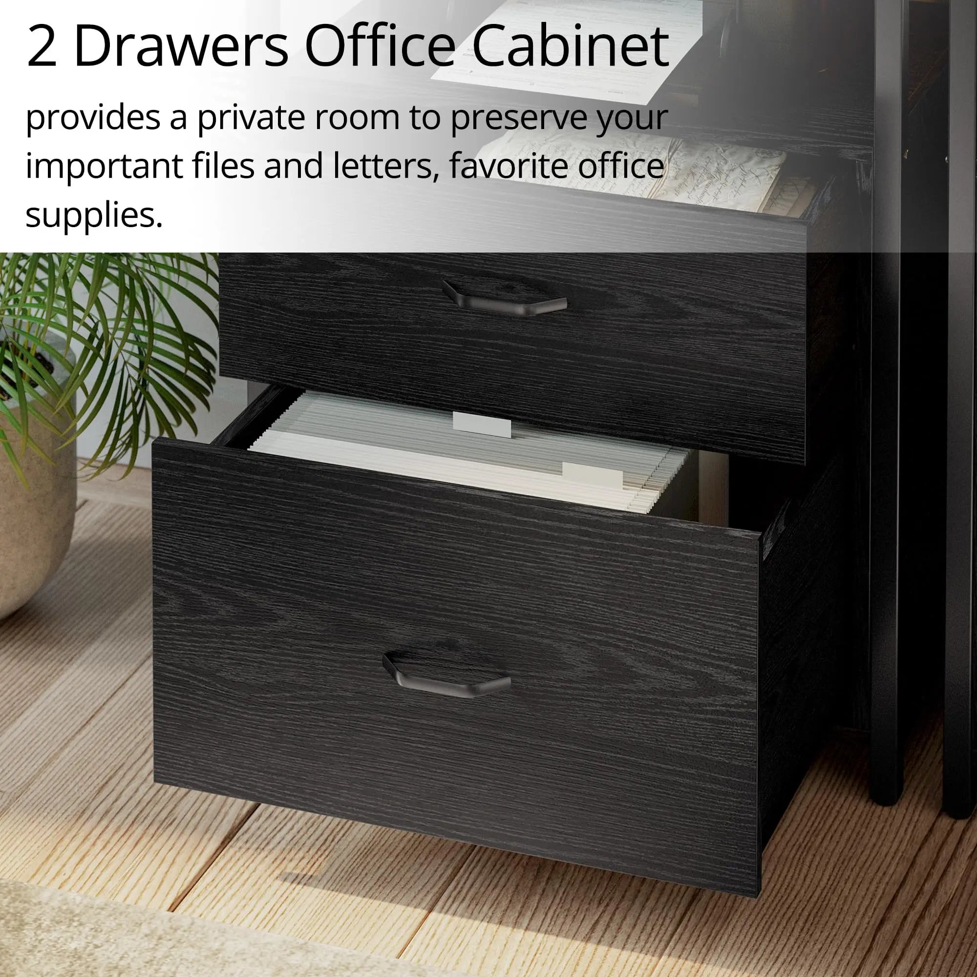 Industrial Bookcase with File Cabinet Drawers