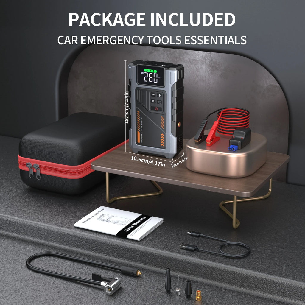 Portable Car Jump Starter With Air Compressor