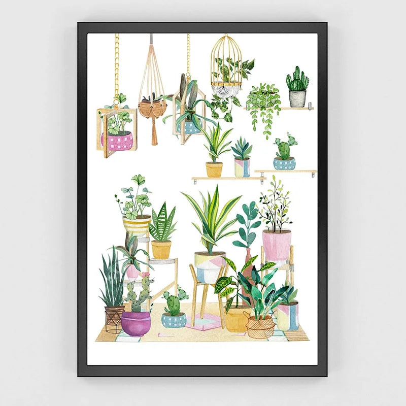 1pc Green Botanical Leaves Interior Art Print
