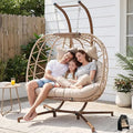 NICESOUL 2 Person Patio Hanging Egg Chair with Stand, Large and Wide Double Swing Chair with Cushion Indoor Outdoor