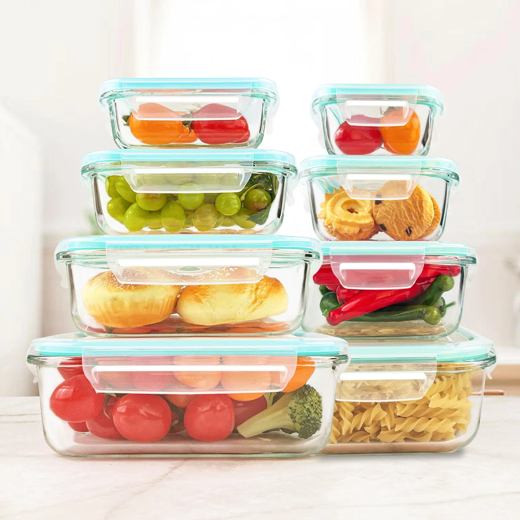 8pcs Glass Food Storage Containers Set