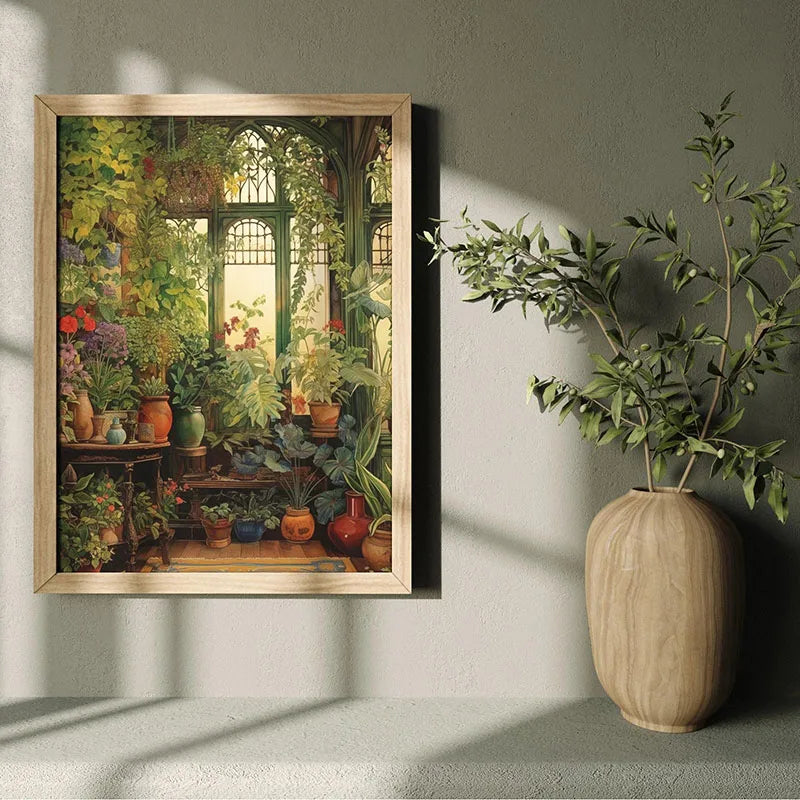 1pc Green Botanical Leaves Interior Art Print