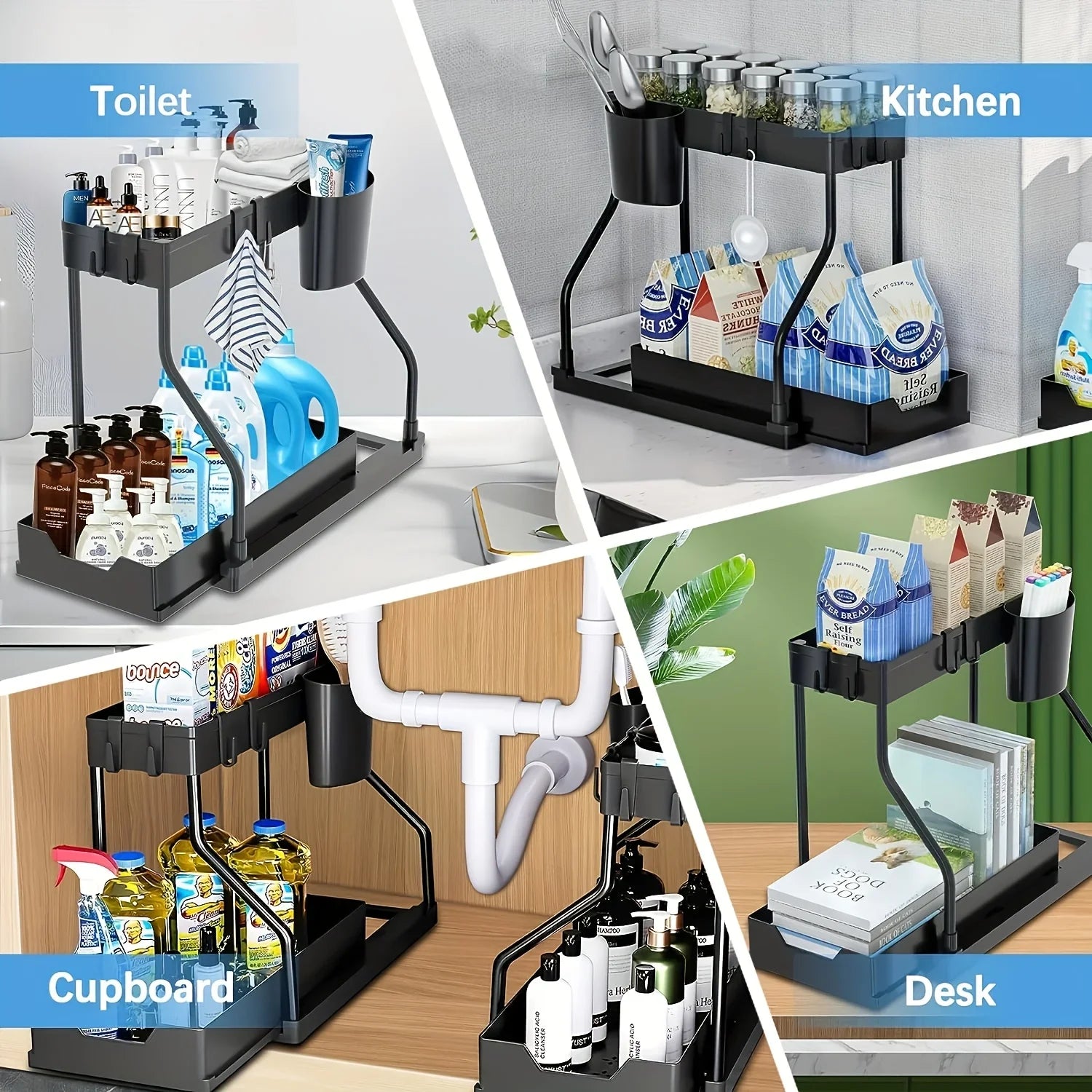 Space Saving 2 Tier Under Sink Organizer