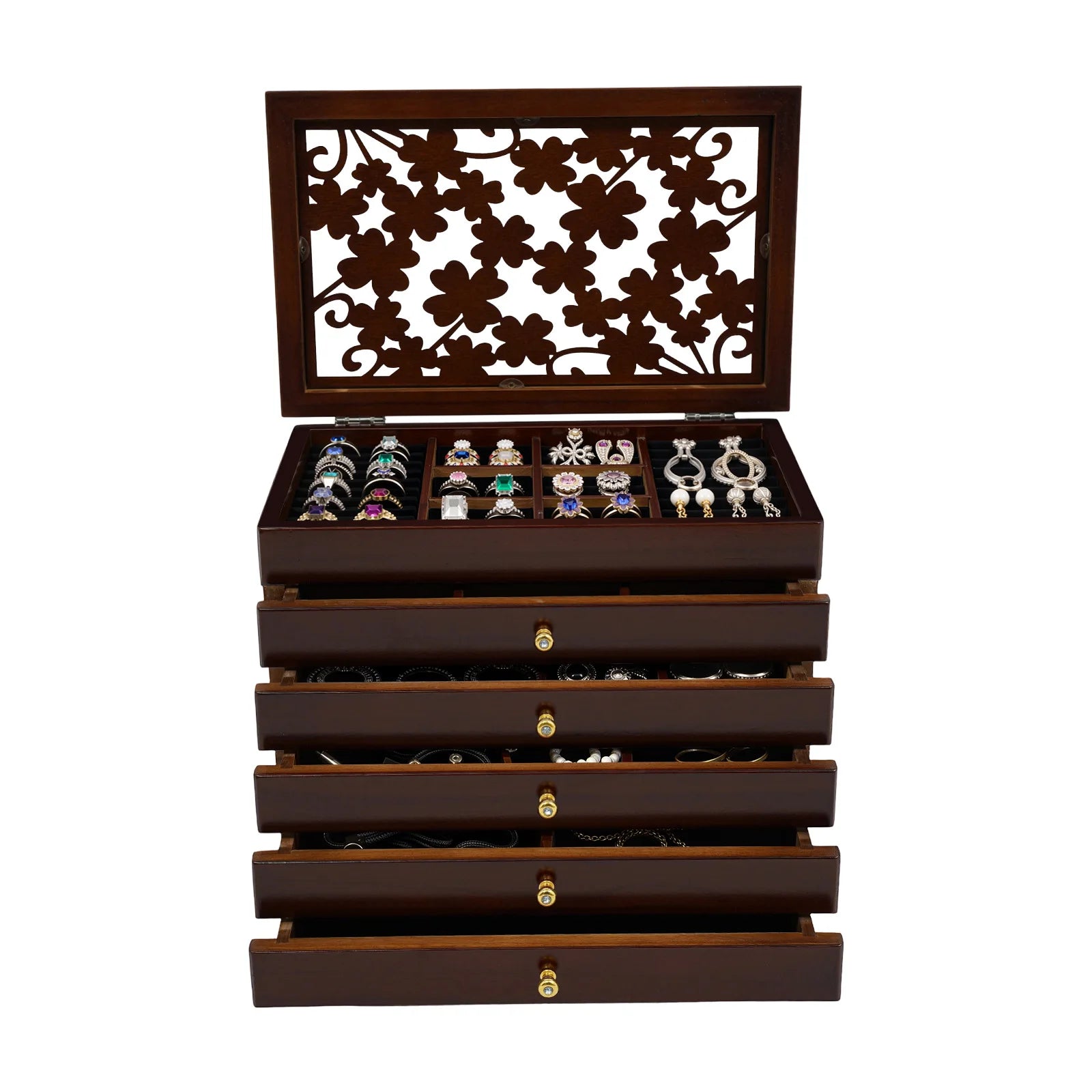 6 Layers Wooden Jewelry Boxes