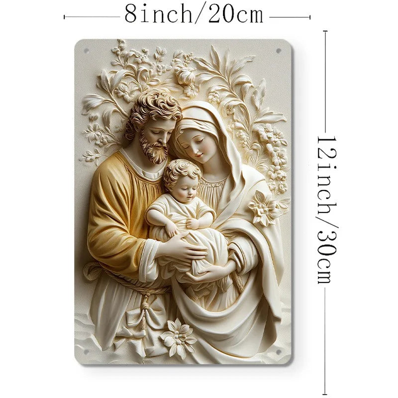 Vintage Holy Family Metal Wall Art