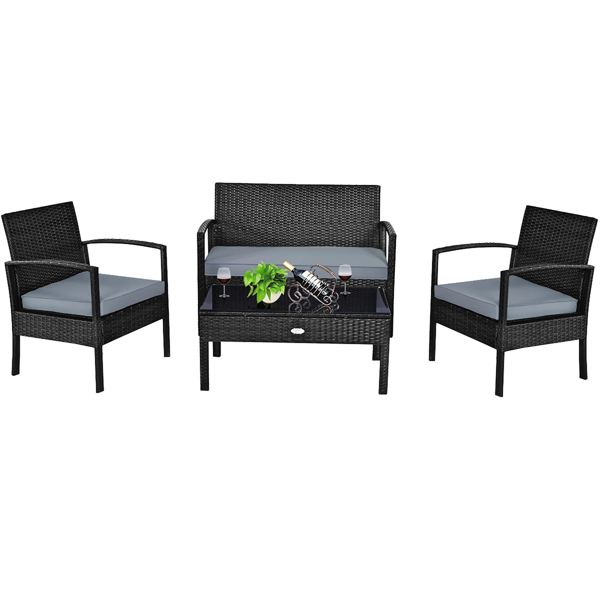4pcs Outdoor Patio Rattan Wicker