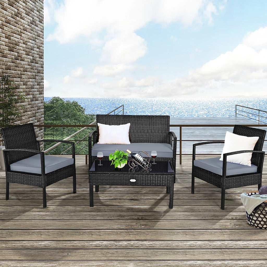 4pcs Outdoor Patio Rattan Wicker
