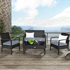 4pcs Outdoor Patio Rattan Wicker