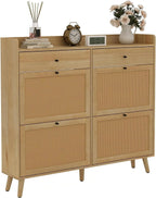 Rattan Shoe Cabinet Storage