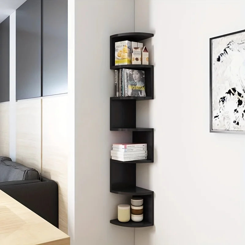 7-Tier Rustic Wall-Mounted Corner Shelf