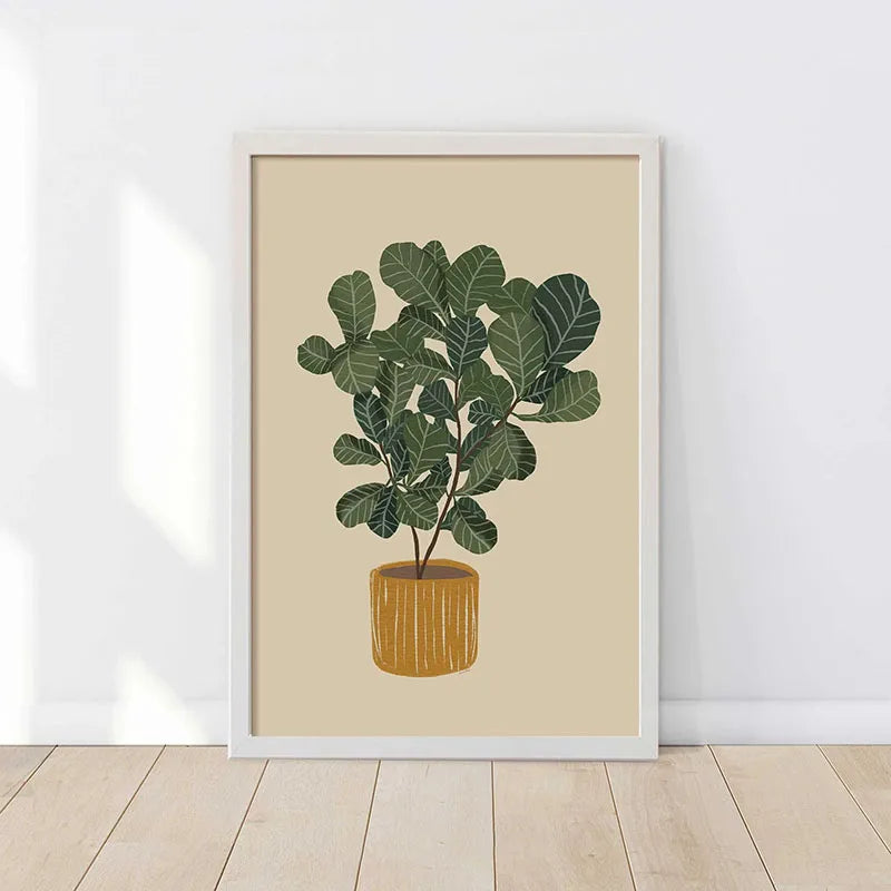 1pc Green Botanical Leaves Interior Art Print