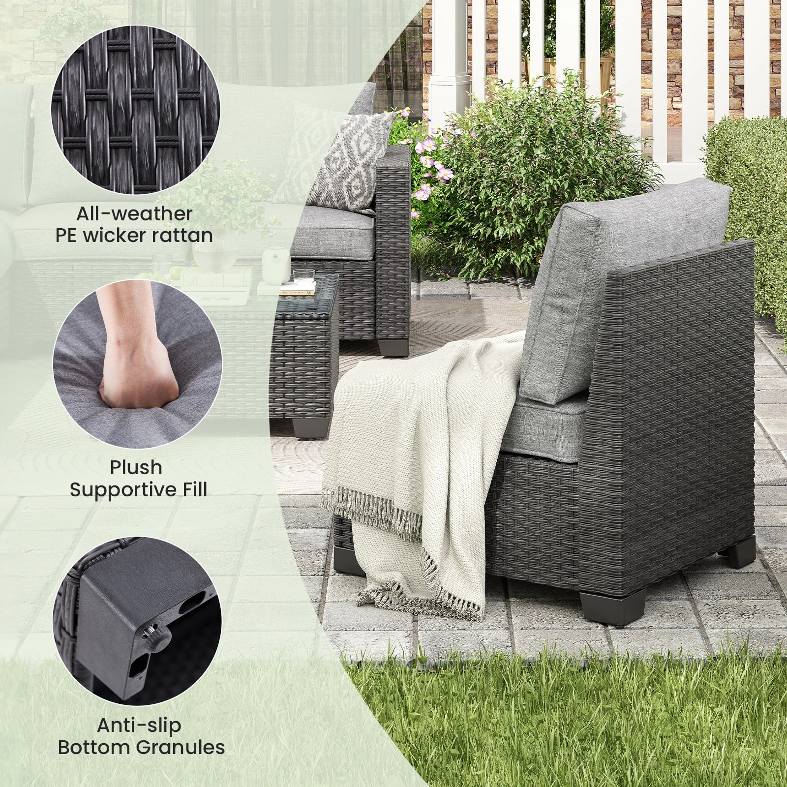 Patio Sectional Sofa Set,