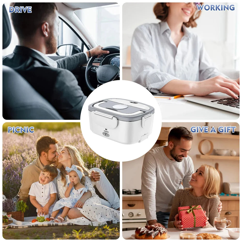 65W 1.5L Electric Lunch Box Food Warmer Portable Food Heater for Car Or Home - Leak Proof, Lunch Heating Microwave for Truckers