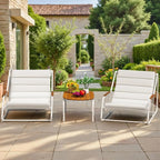 3 Piece Patio urniture Set, 2 All Weather Teslin Chaise Lounge Chairs with Acacia Wood Side Table, Outdoor Lounge or Porch Pools