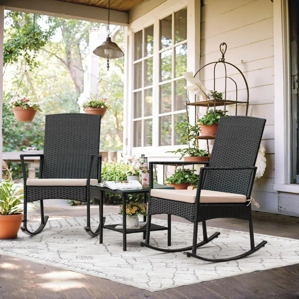 Rocking Chair Outdoor PE Rattan Patio Chairs