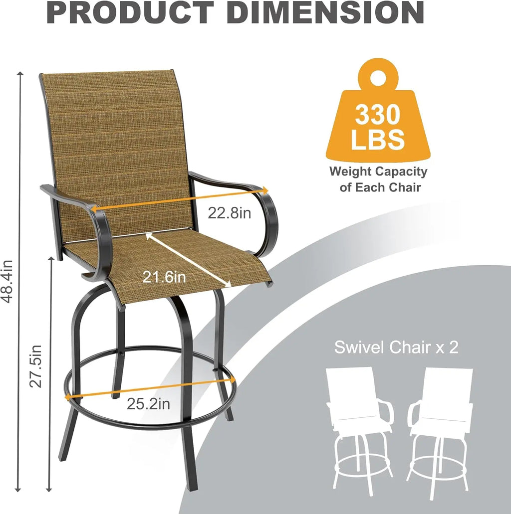 2 Piece Outdoor Swivel Bar Chairs