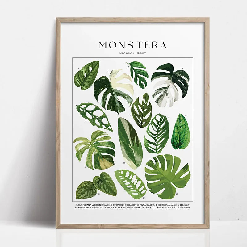 1pc Green Botanical Leaves Interior Art Print