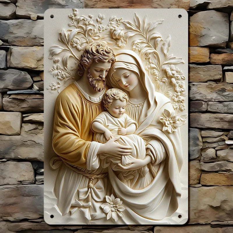 Vintage Holy Family Metal Wall Art