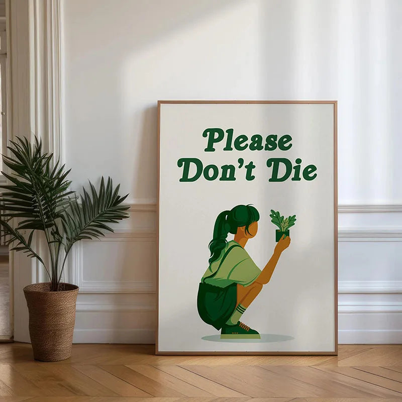 1pc Green Botanical Leaves Interior Art Print