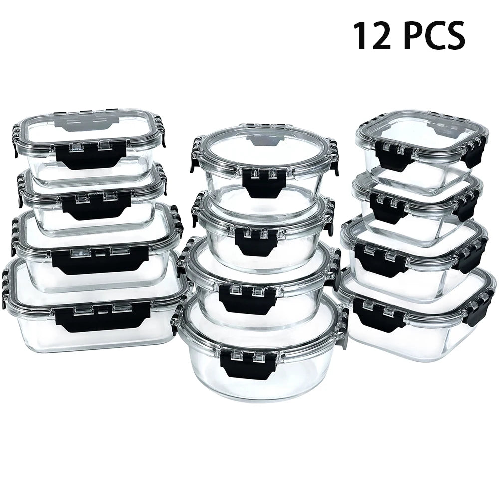12pcs Glass Lunch Box Food Storage