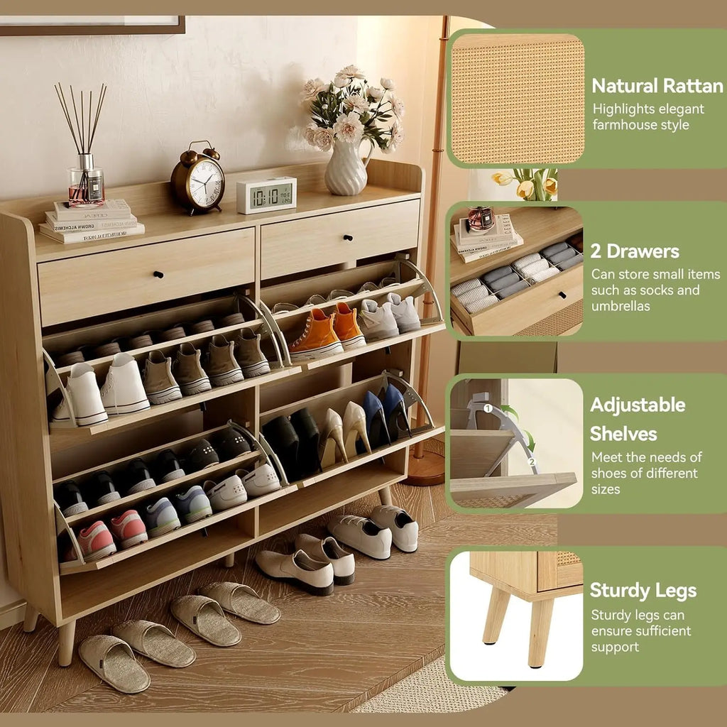 Rattan Shoe Cabinet Storage