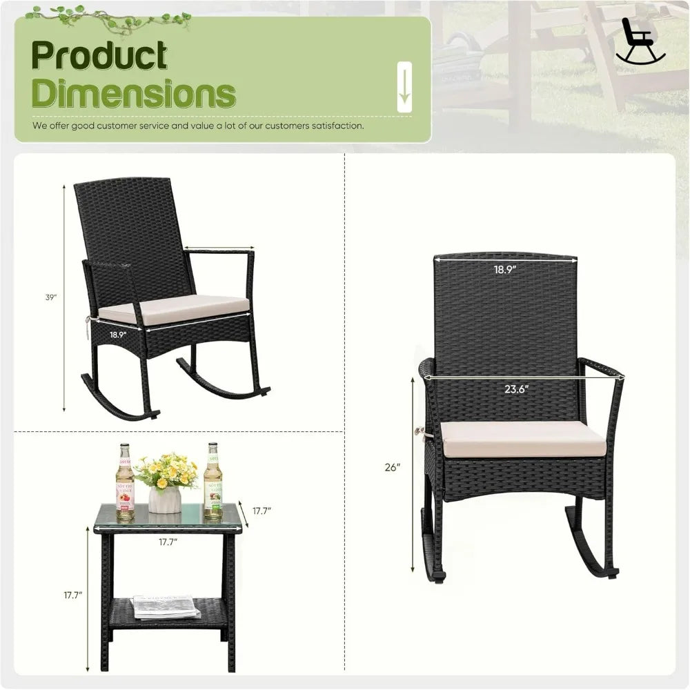 Rocking Chair Outdoor PE Rattan Patio Chairs
