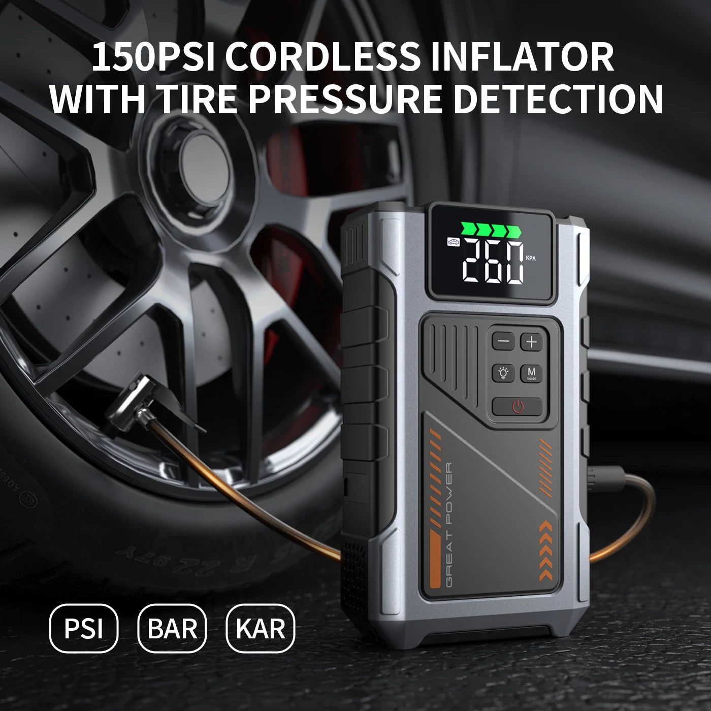 Portable Car Jump Starter With Air Compressor
