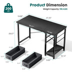 JHK 47IN Computer Desk with 2 Drawers For Study Office Gaming Wood Table with Adjustable Position Drawers Modern Work Table