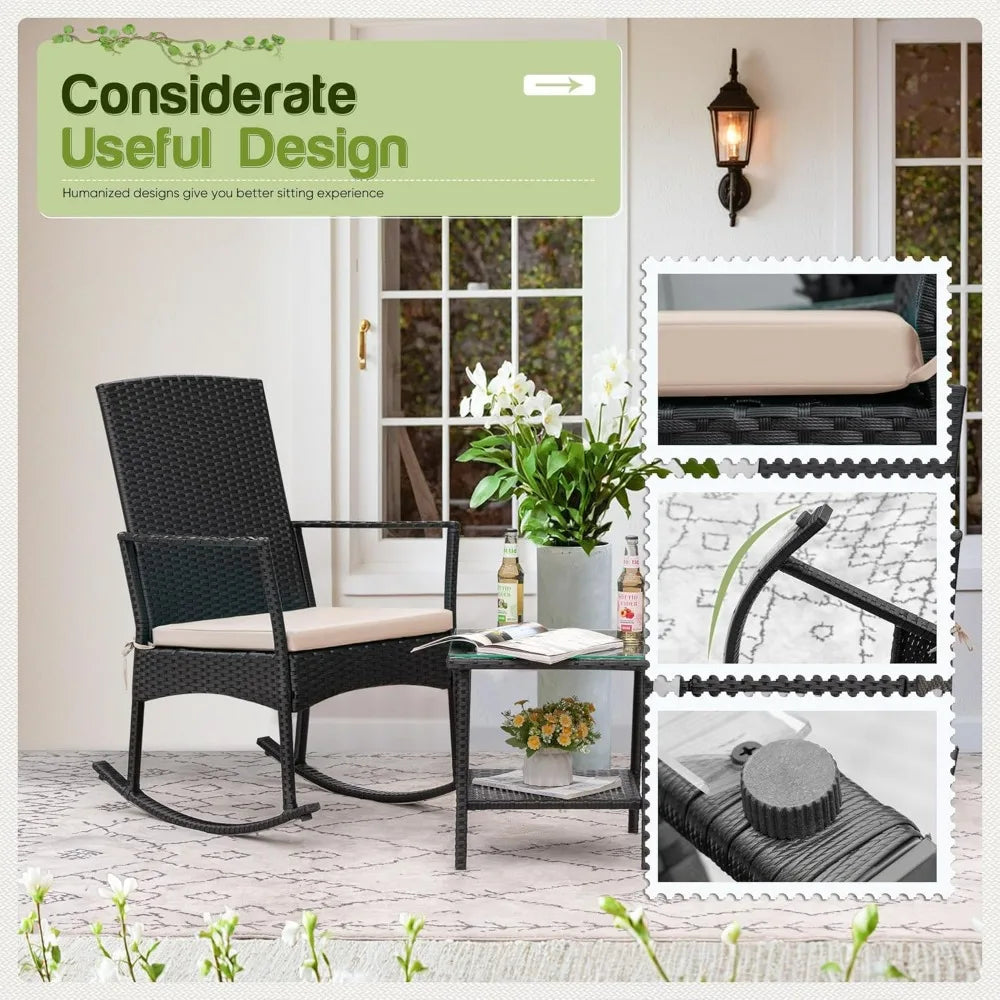 Rocking Chair Outdoor PE Rattan Patio Chairs