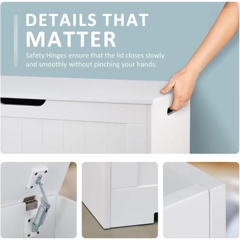 White Wooden Entryway Storage Bench