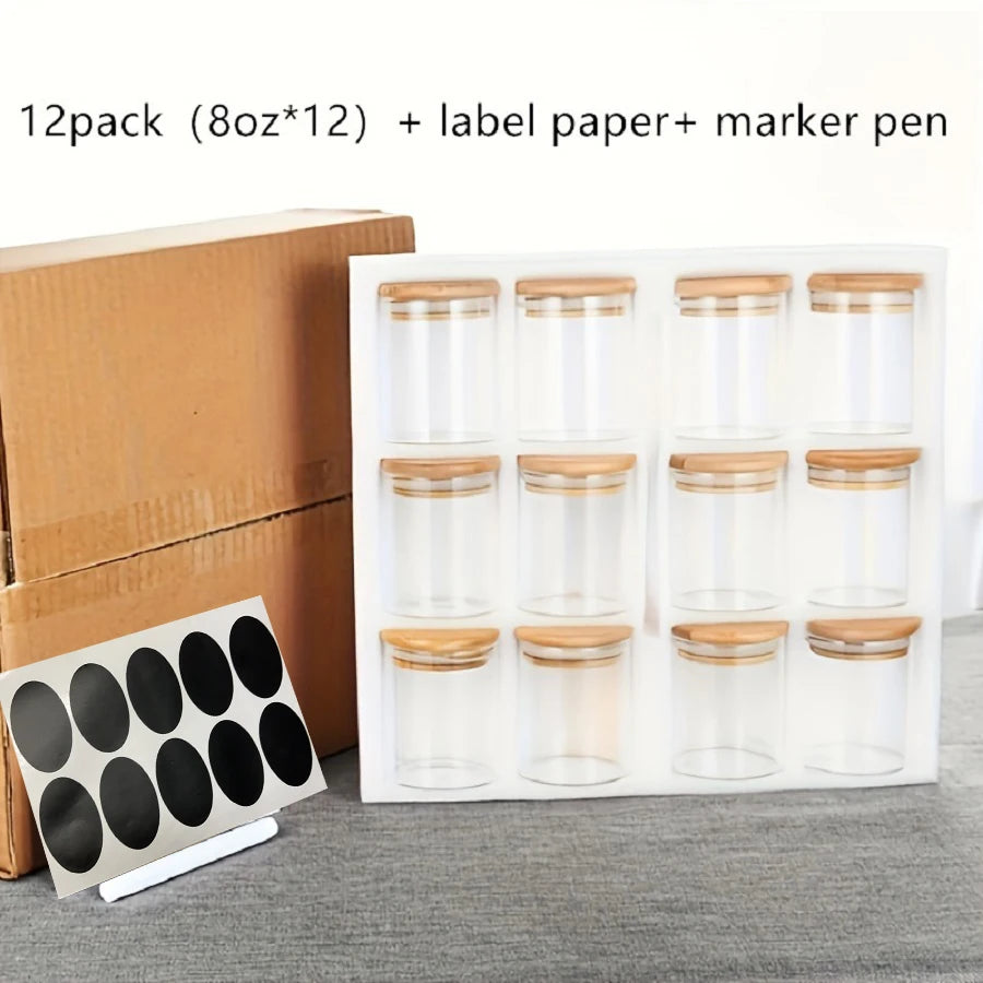 12pcs, Glass Jars With Airtight Lids