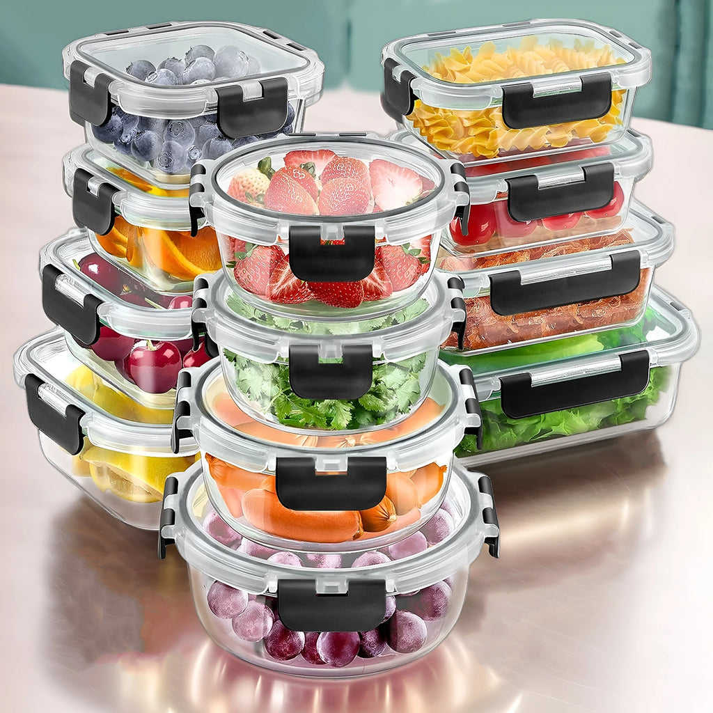 12pcs Glass Lunch Box Food Storage