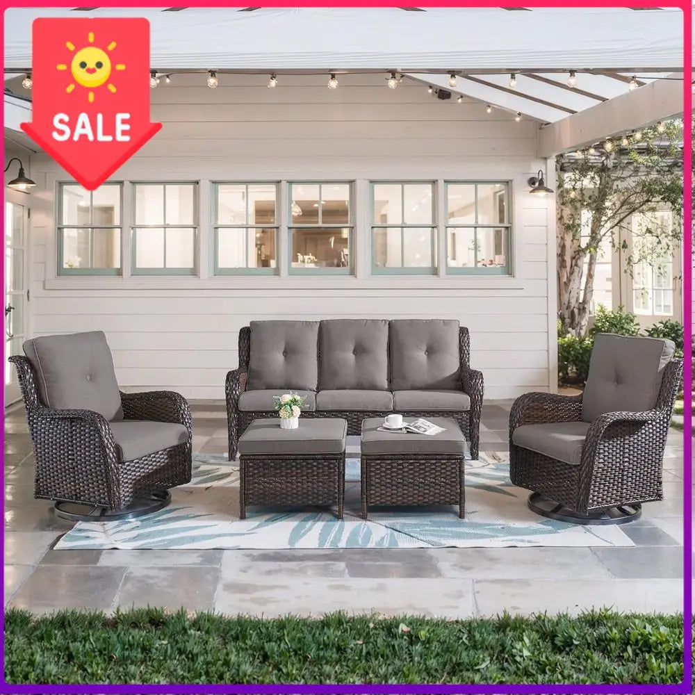 Gray Cushioned 5-Piece Patio Furniture Set
