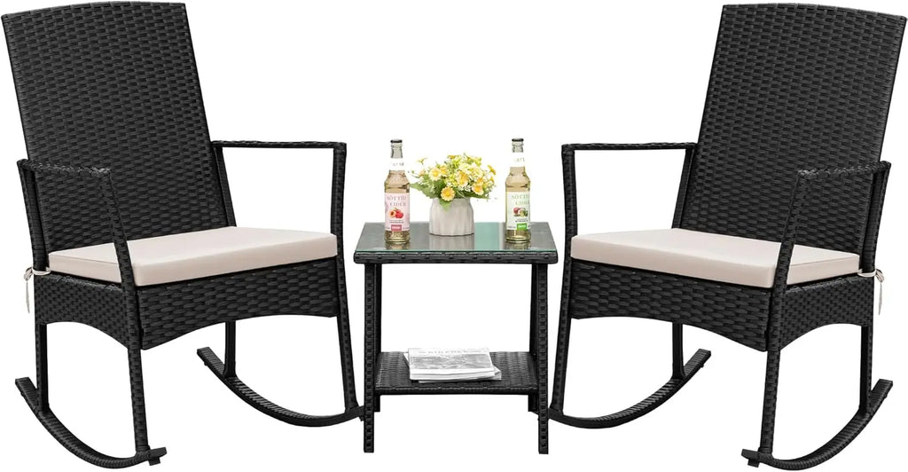 Rocking Chair Outdoor PE Rattan Patio Chairs