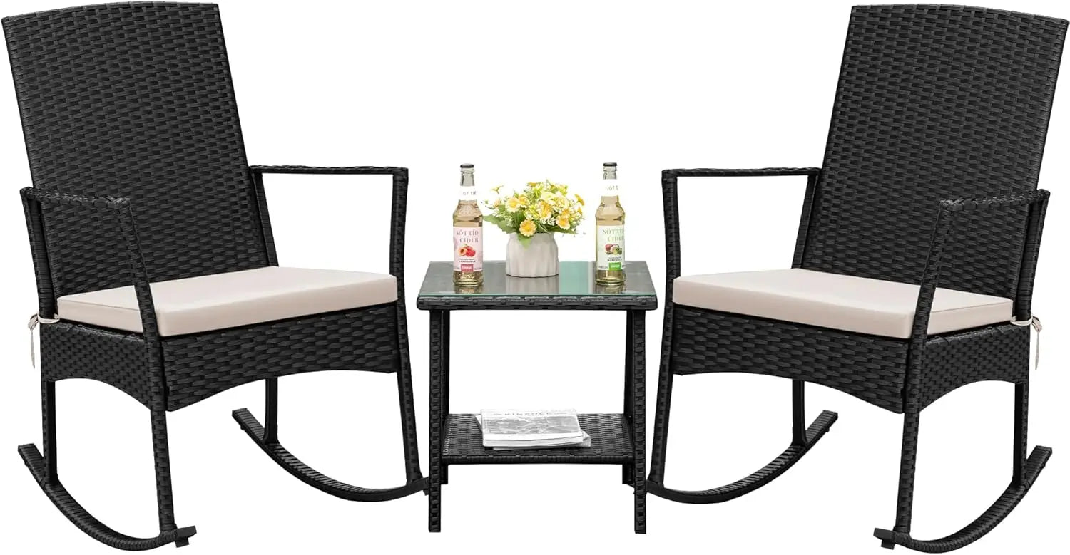 Rocking Chair Outdoor PE Rattan Patio Chairs